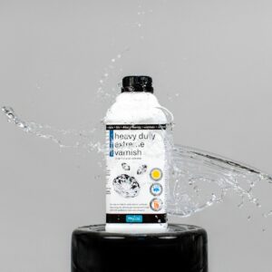 Polyvine bottle splashed with water