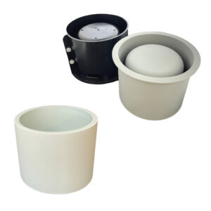 End vessel, mould and support case side by side