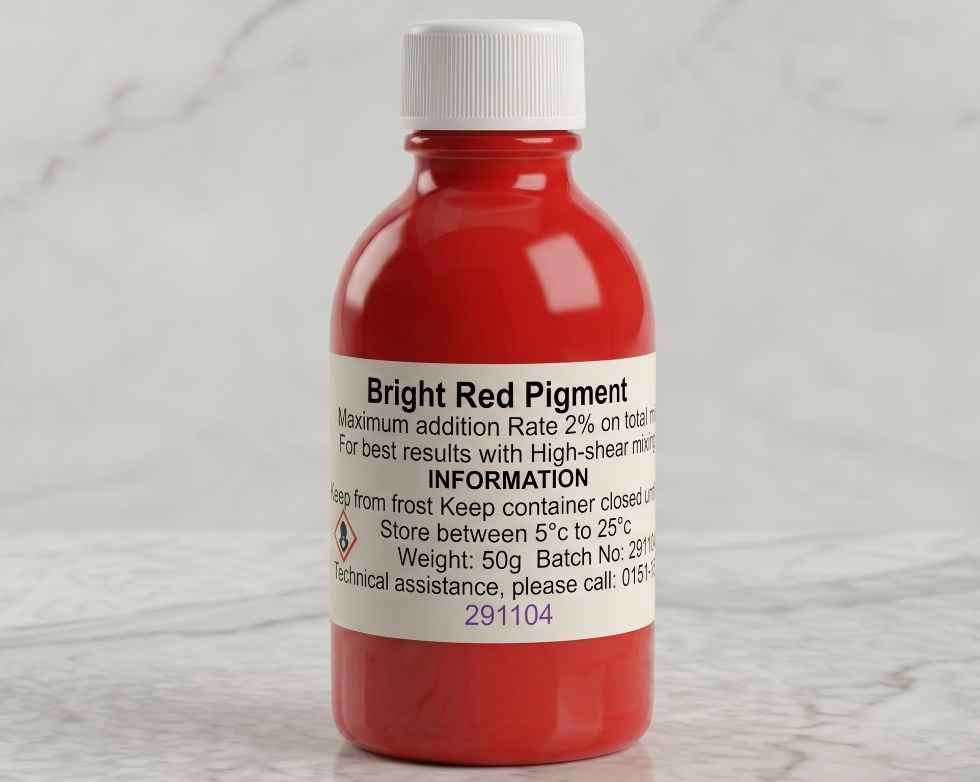 Bottle of Jesmonite bright red pigment 50 gram